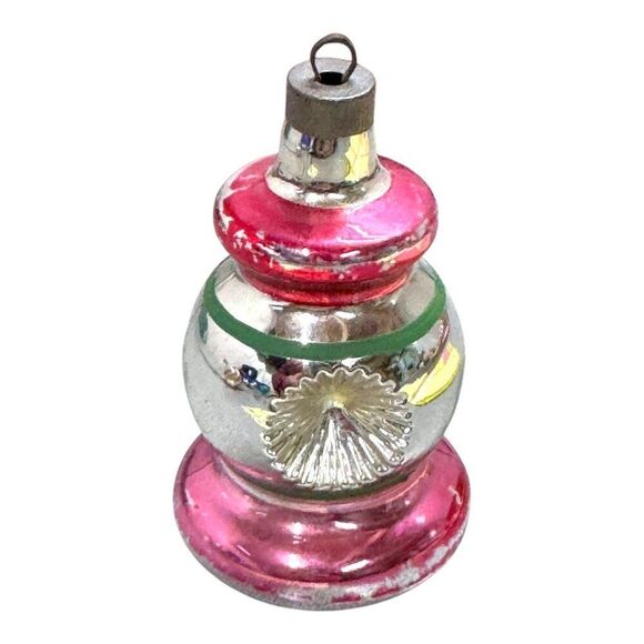 Vintage Shiny Brite Indent Poland Teardrop Lantern Glass Christmas Ornament Set - Picture 12 of 12